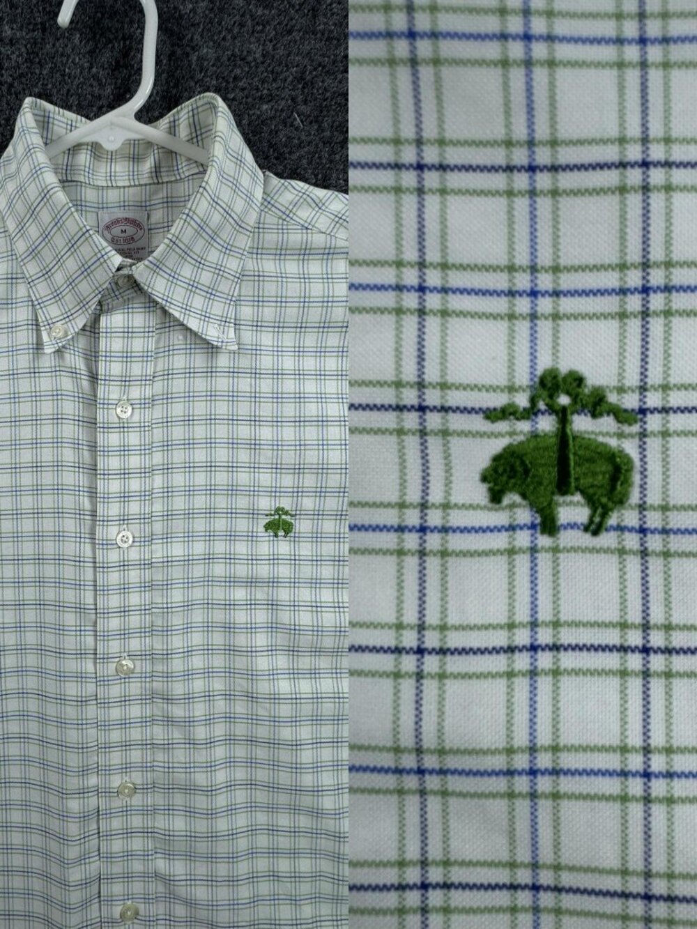 Brooks Brothers Oxford Supima Button-Down Cotton Medium Traditional Check Logo